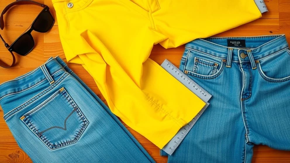 Gul och blå jeans på 70-talet