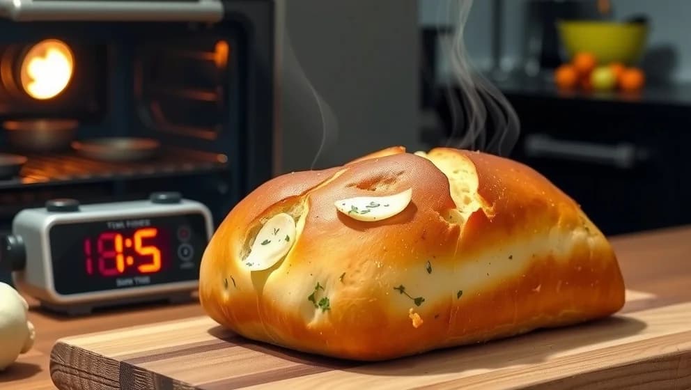 Hur länge ska vitlöksbröd vara i ugnen